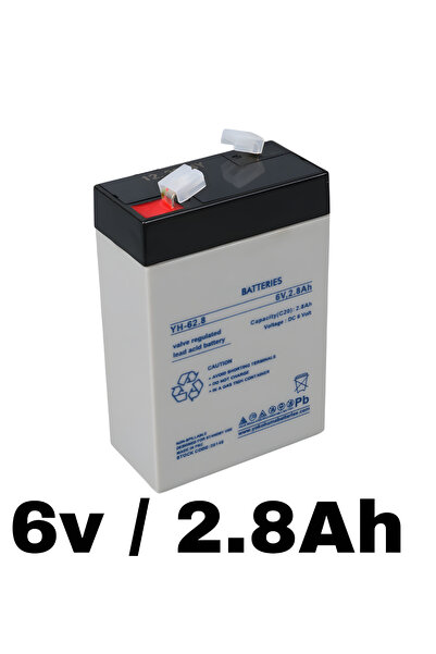 efmues 6 Volt 2.8 Amper Akü 66x33x97 mm ışıldak aküsü
