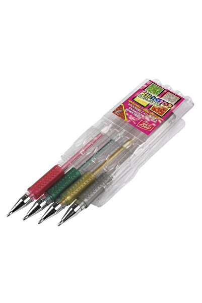 Easy Stationery Set de 4 pixuri cu gel cu sclipici EASY, vârf de 1,0 mm, grip...