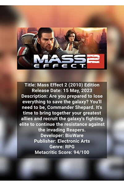 OEM Mass Effect 2 Αφίσα Ινφορματικού Γραφήματος, Συλλογή Επιστημονικής Φαντασ...