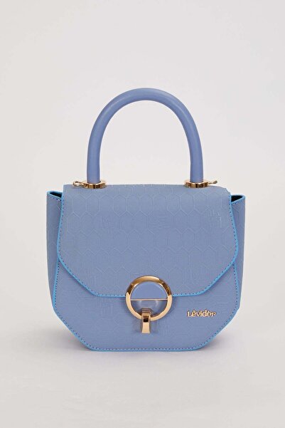 Levidor Blue Embossed Honeycomb Pattern Handbag