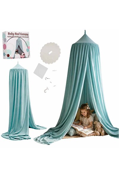 Ikonka Baldachin pentru copii Blue Boho, tip cort tipi de suspendat, include ...