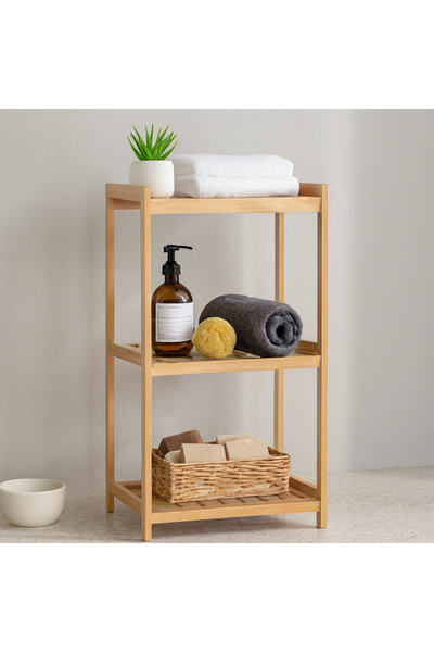 KÜÇÜK HAZİNE 3 Katlı Çok Amaçlı Ahşap Bambu Raf Organizer 36x32x80 cm