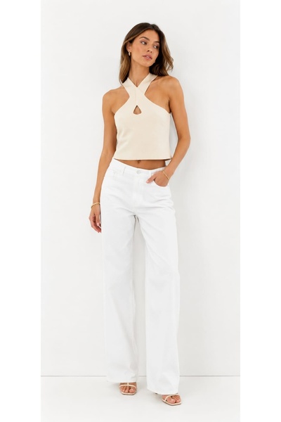 onno style women Sleeveless Strappy Cross-Neck Tricot Women's Bluz