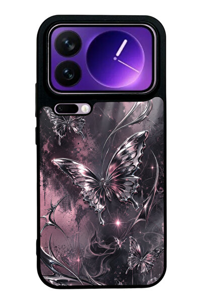 Spoyi Xiaomi 17 Pro Max Rose Chrome Butterfly Tasarımlı Glossy Telefon Kılıfı