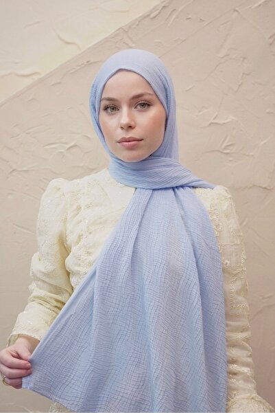 YILDIZ SCARFS Waffle Pattern Dubai Cotton Shawl - Baby Blue