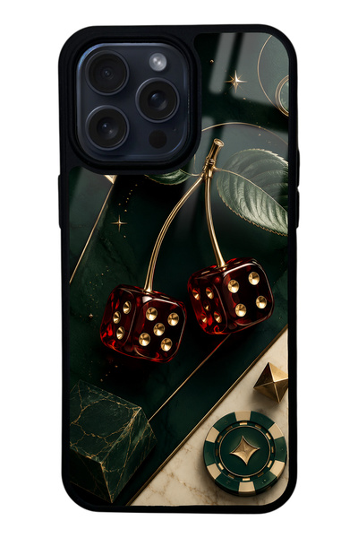 Spoyi iPhone 14 Pro Max Emerald Casino Cherry Tasarımlı Glossy Telefon Kılıfı