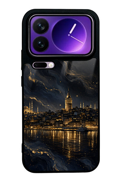 Spoyi Xiaomi 17 Pro Max Golden Galata Night Tasarımlı Glossy Telefon Kılıfı