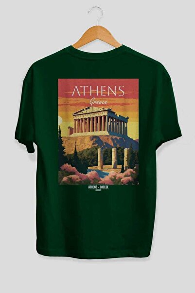 Ankhises Αθήνα Ελλάδα Πράσινο Oversize Country City Μπλουζάκι Unisex με στάμπ...