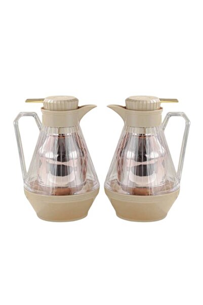 Generic Set of 2 tea and coffee thermoses, creamy beige (light ivory) with a ...