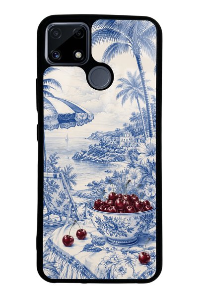 Spoyi Realme C25 Blue Porcelain Cherry Coast Design Glossy Phone Case