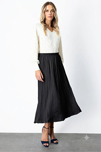 On Fashion Etek Crinkled Look Midi with Elastic Waist