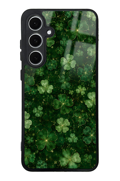 Spoyi Samsung S24 Fe Emerald Lucky Clover Design Glossy Phone Case