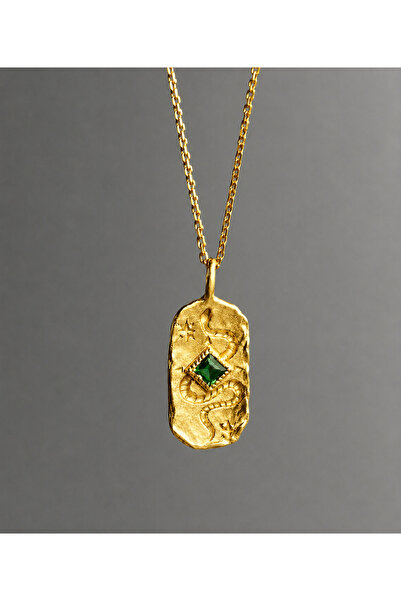 Fjellor SERPENTIS Emerald Gold 925 Ayar 14K Altın Kaplama Yeşil Zirkon Taşlı ...