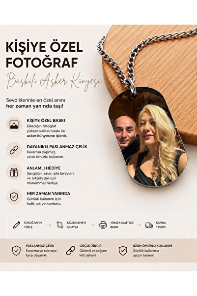 UĞURLU BİR BÖCEK Kişiye Özel Fotoğraflı Asker Künyesi - Paslanmaz Çelik Resim...