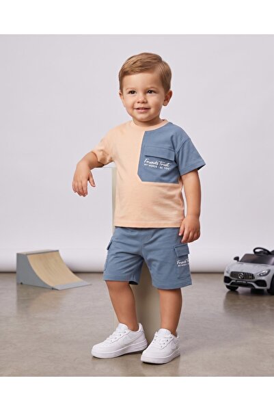 voyyo kids baby Boy's Summer Pocket Detailed T-Shirt and Shorts Set for Ages ...