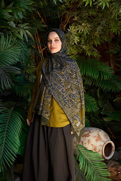 ENRİCO FERRİ Petra Dolgun Ethnic Pattern Shawl - Black Tan Pattern 2