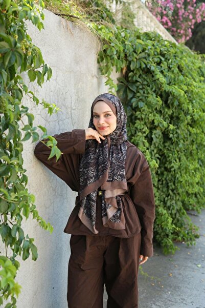 ENRİCO FERRİ Petra Mosaic Ethnic Pattern Shawl - Bitter Brown