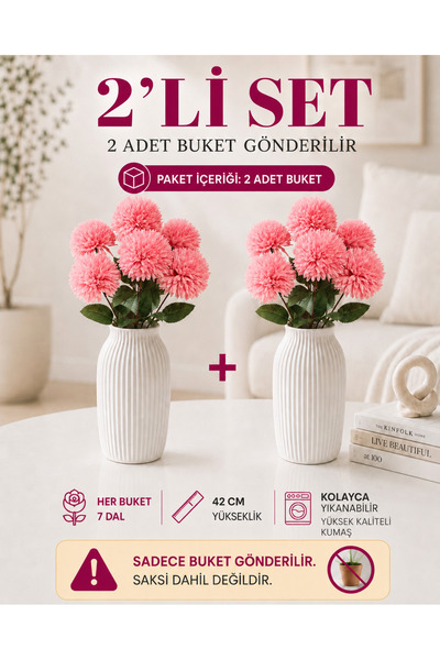 MD Aspiz Flowers 2 باقة من الزهور الاصطناعية 7 باقات من زهور الأقحوان الوردية...