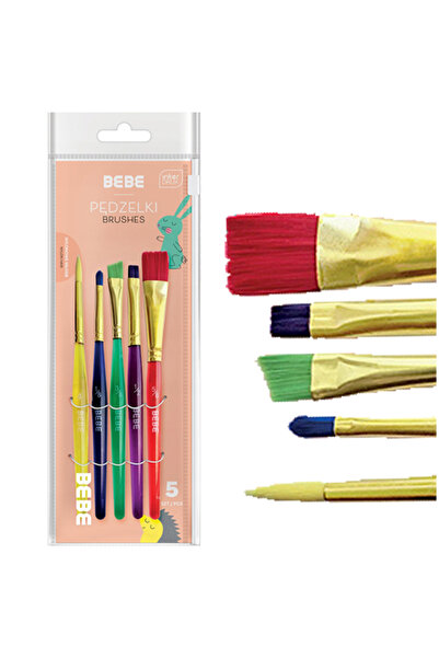 Interdruk Set de pensule acrilice BB Kids, nylon, etui inclus, multicolor, 5 ...