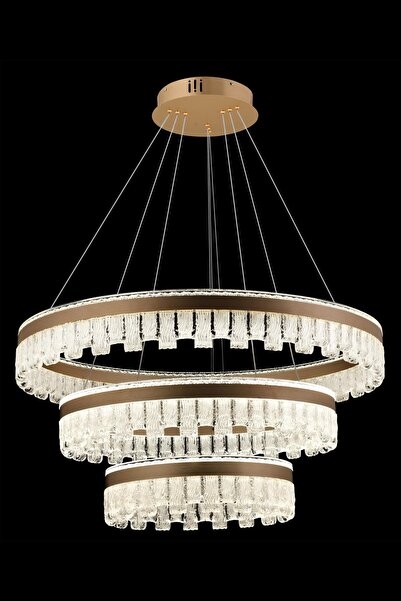 Avonni AV-7015-8035-80+60+40 Gold Kaplama Klasik Avize LED Metal Kristal H: 1...