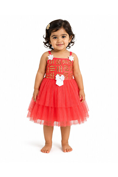 MADE Girls' Dress Gold Sequin Fluffy Tulle Children's Dress