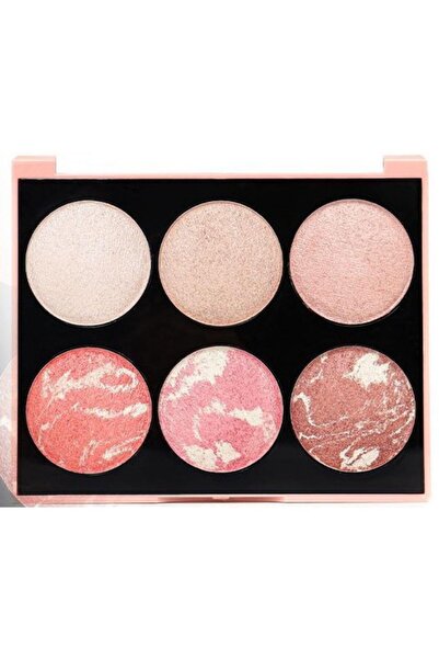 3B Trend Rose 6-Piece Illuminator and Blush Palette No:2 High Pigmented Perma...