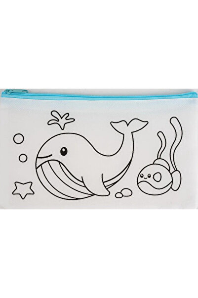 fandy Penar/etui textil model balena pentru pictat, lavabil, multicolor, 21,5...