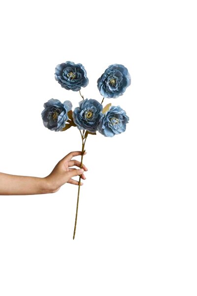 OEM Floare artificiala, din matase, trandafiri albastri, 30cm