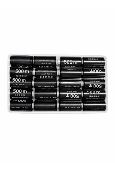 Terzi Market 500 Meters 120 No. Black Sewing Thread Set – 20 Machine Sewing Threads