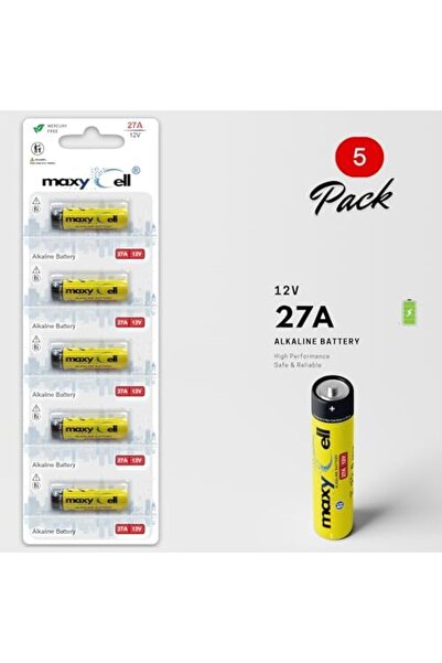 Maxycell 5 Adet 27A Alkalin Piller 12V - Uzaktan Kumandalar, Garaj Kapısı Açı...