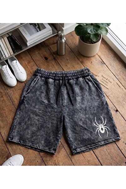 Toum Spider Grunge Oversize Washed Vintage Bermuda Shorts
