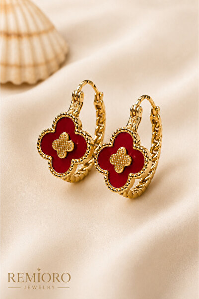 REMIORO Women's earrings, 14K gold plated, flower pattern, white, black or re...