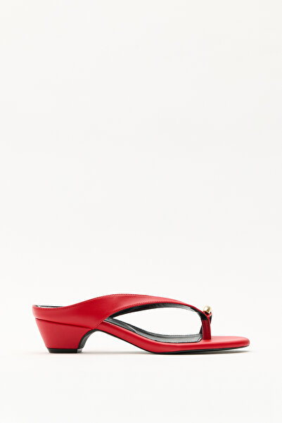 LUTVELIZADE Heeled Sandals 2639 - Red Women's Heeled Sandals with Oval Access...