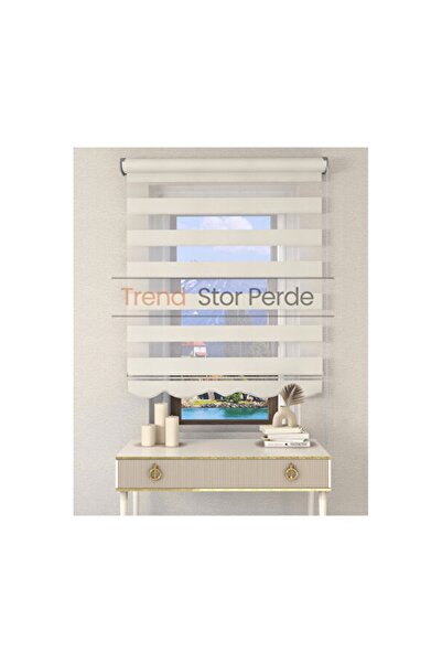 Empressco Beyaz Etek Dantelli Zebra Stor Güneşlik Perde Şık ve Fonksiyonel