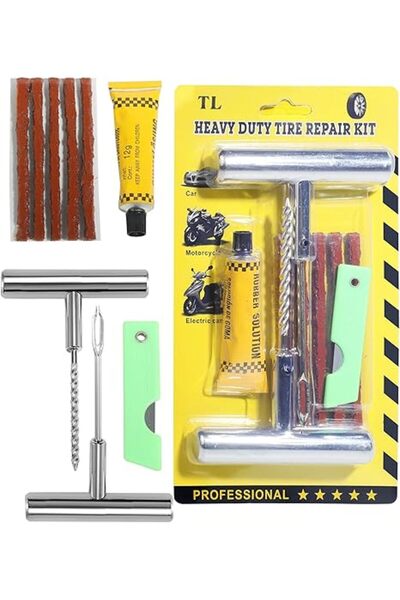 Generic 9Pcs Flat Tire Repair Kit, Heavy Duty Tire Plug Tool Set with T Handl...