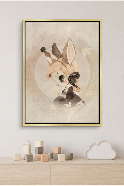 Jasmine Art لوحة جدارية للأطفال بتصميم فتاة أرنبية مرحة |   لوحة قماشية مؤطرة...