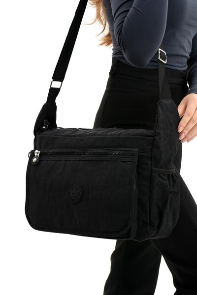 NEMO BAGS Women's Black Shoulder Bag, Multi-Compartment Strap Crossbody Bag, ...