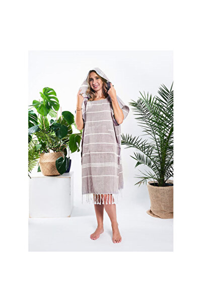 YEYE Made In Nature Poncho de damă pentru hammam, bej, 100% bumbac, Yeye
