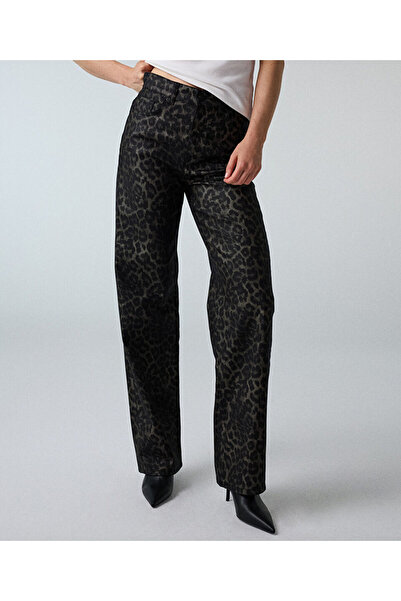 İpekyol Leopar desen wide leg jean pantolon