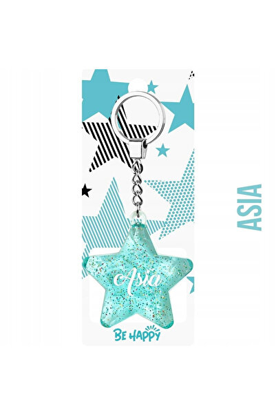 Be-Happy Gifts , Breloc din plastic cu sclipici si inel metalic Asia, Multicolor