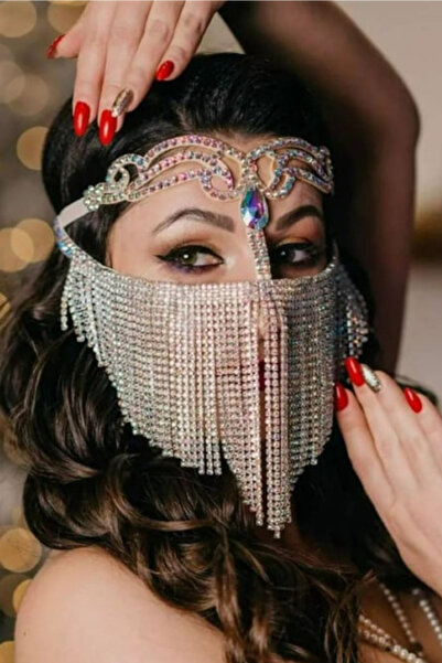 shop Gümüş Renk Hologramlı Dansöz Maskesi