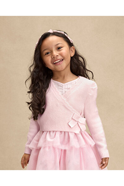 The Children's Place Girls Bow Wrap Front Cardigan - On Pointe