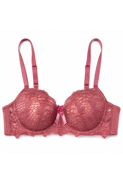 Generic Women's Bra with Lace Cups, Size 46, Pink