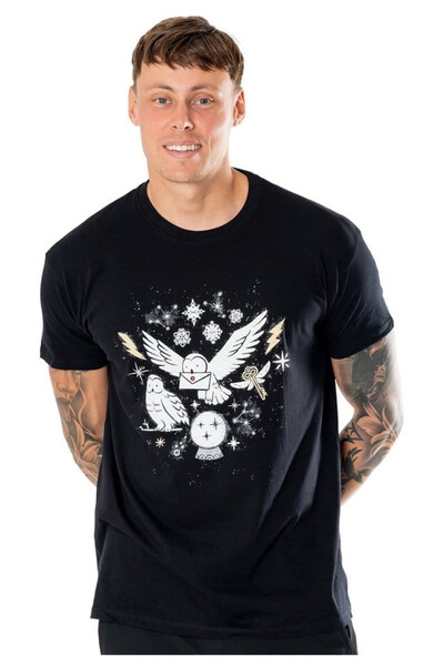 CID Tricou barbati, CID, Harry Potter Hedwig, negru, fabricat din material de...