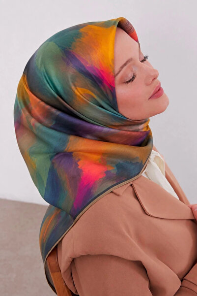 Lesscarves Cotton Silk Scarf Tie-Dye Patterned Ls2204 Tie-Dye Pattern 11-Turm...