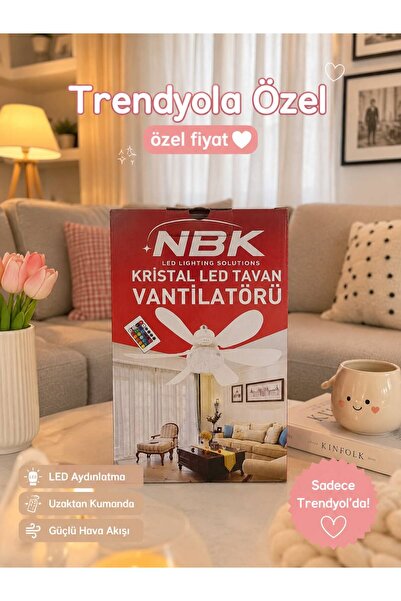 Beyhekim Hırdavat Kristal LED Tavan Vantilatörü Kumandalı E27 Duy – 3 Kademel...