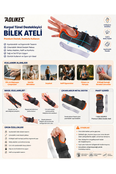 ADLİKES دعامة معصم ممتازة لدعم نفق الكاربال - دعامة لليد والمعصم قابلة للتعدي...