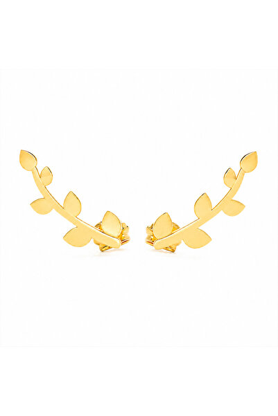 Auristore Cercei din Aur 14K (585) Ramură cu Frunze – Design Ear Climber
