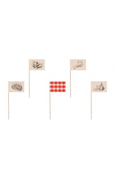 Partydeco Betisoare decorative pentru gratar PartyDeco, din lemn, cu stegulet...
