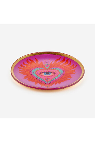GIFT COMPANY طبق زخرفي من الزجاج البرتقالي لاتينيااي 13×1×13 سم